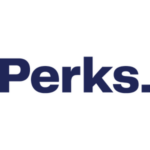 Perks. logo in dark blue lettering with a period at the end