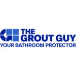 Logo for The Grout Guy: Your Bathroom Protector, featuring a blue tiled grout icon.